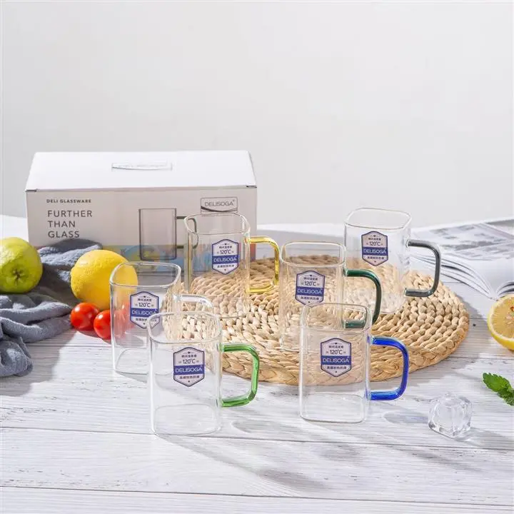 لیوان مربعی دسته رنگی برند دلی